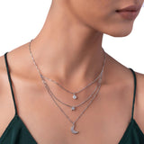 Silver Sun Moon Star Necklace Dhanaza