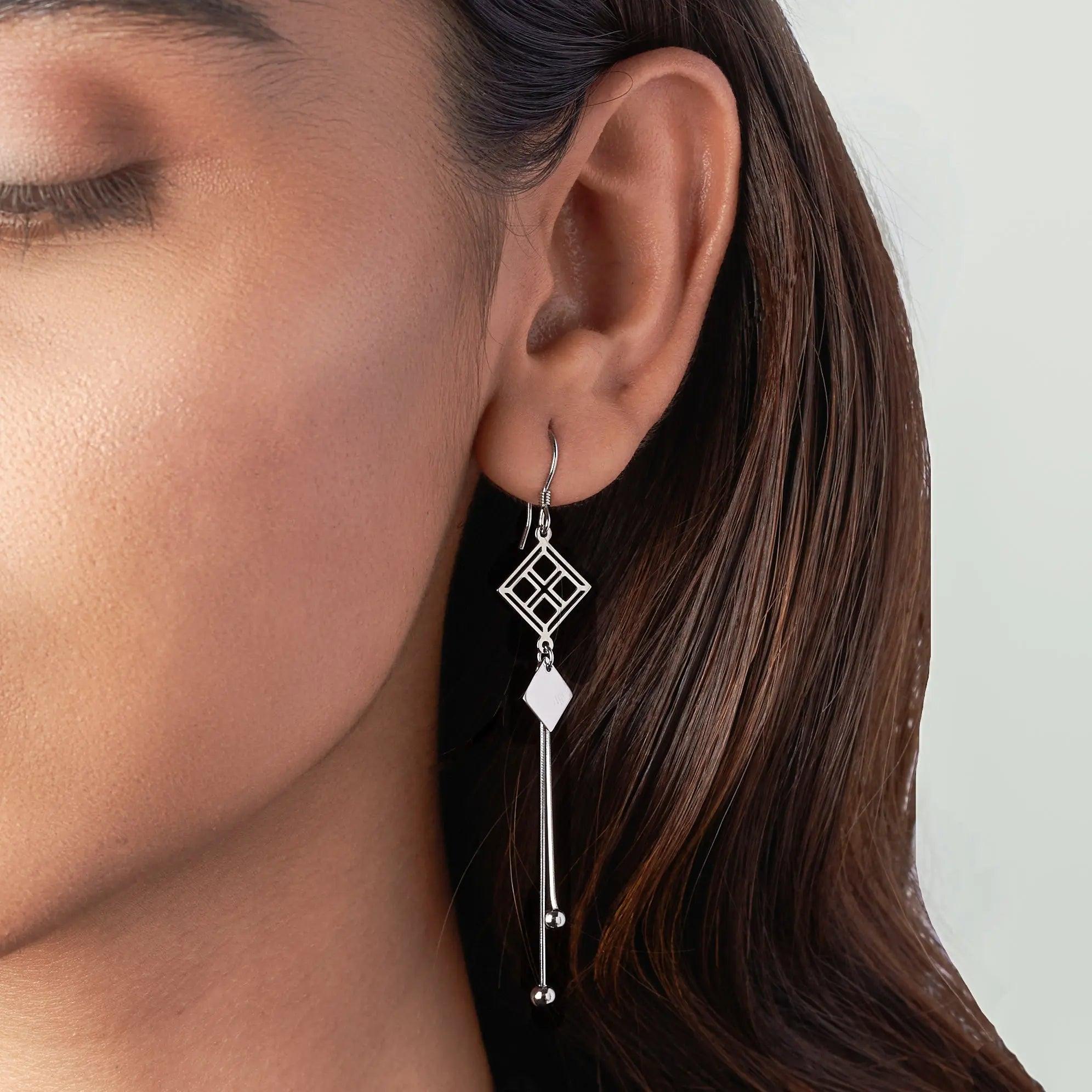 Silver Wind Chime Earrings Dhanaza