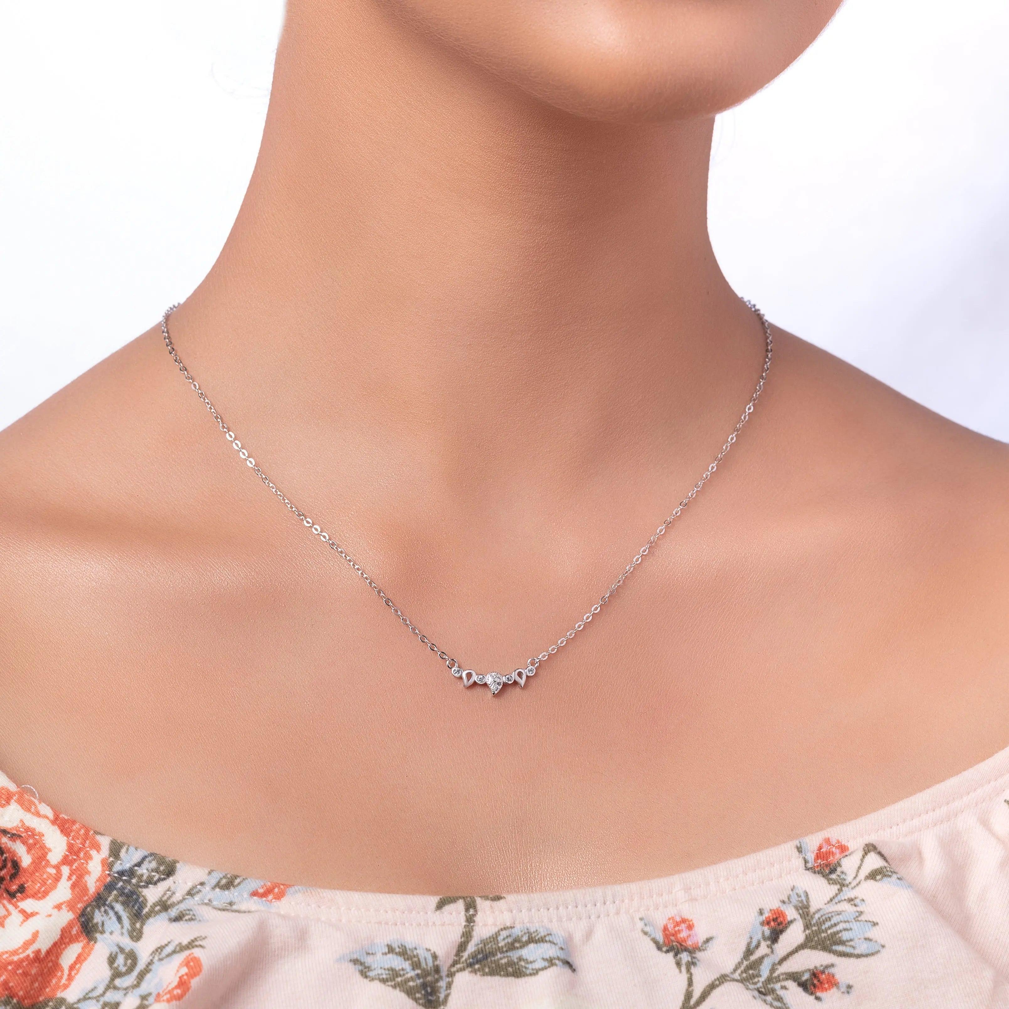 Silver Zircon Mango Necklace Dhanaza