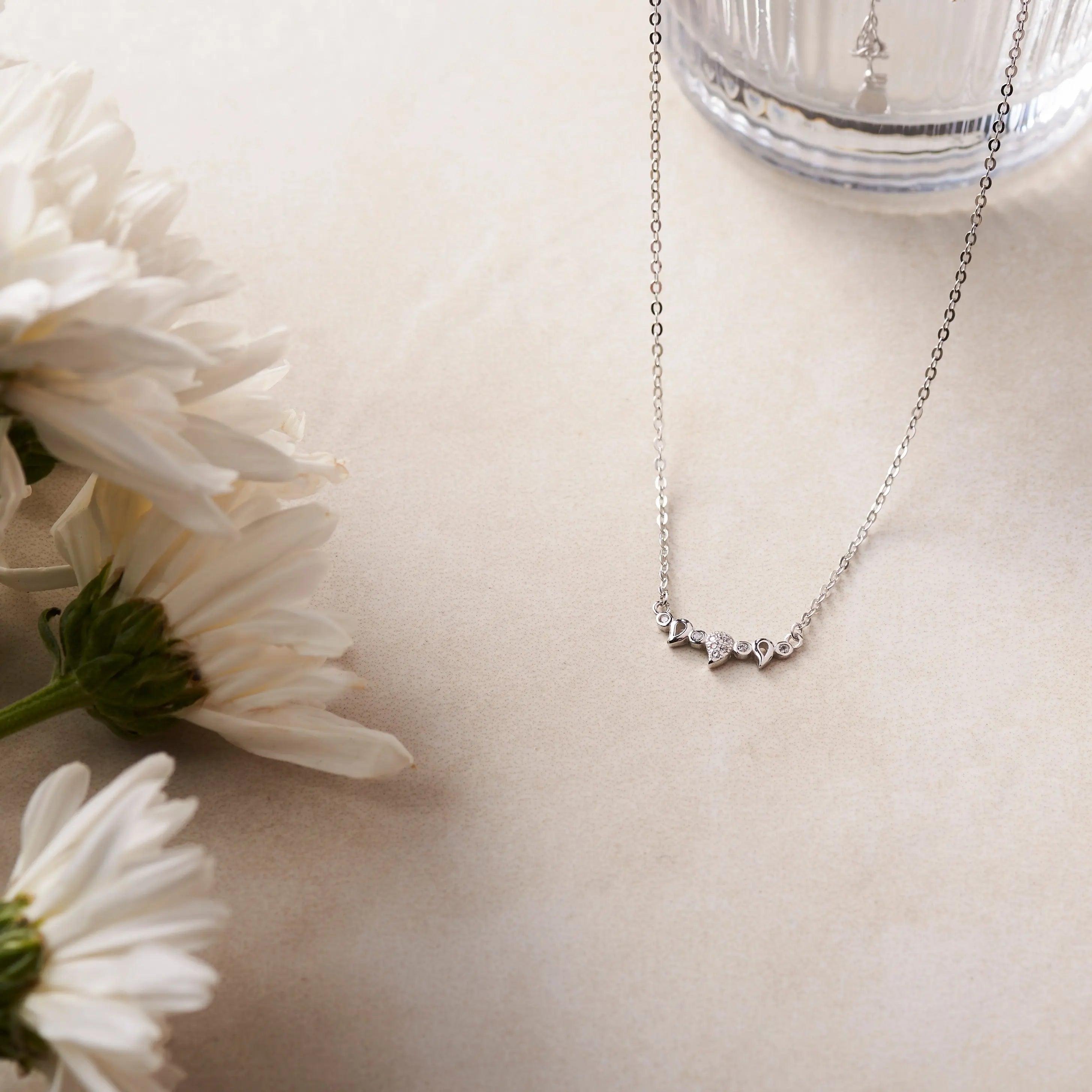 Silver Zircon Mango Necklace Dhanaza