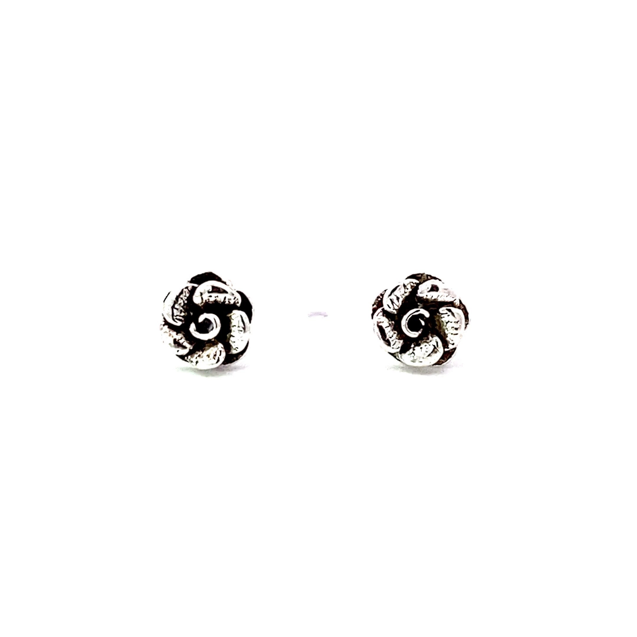 Antique Silver 3D Rose Studs (Earrings)