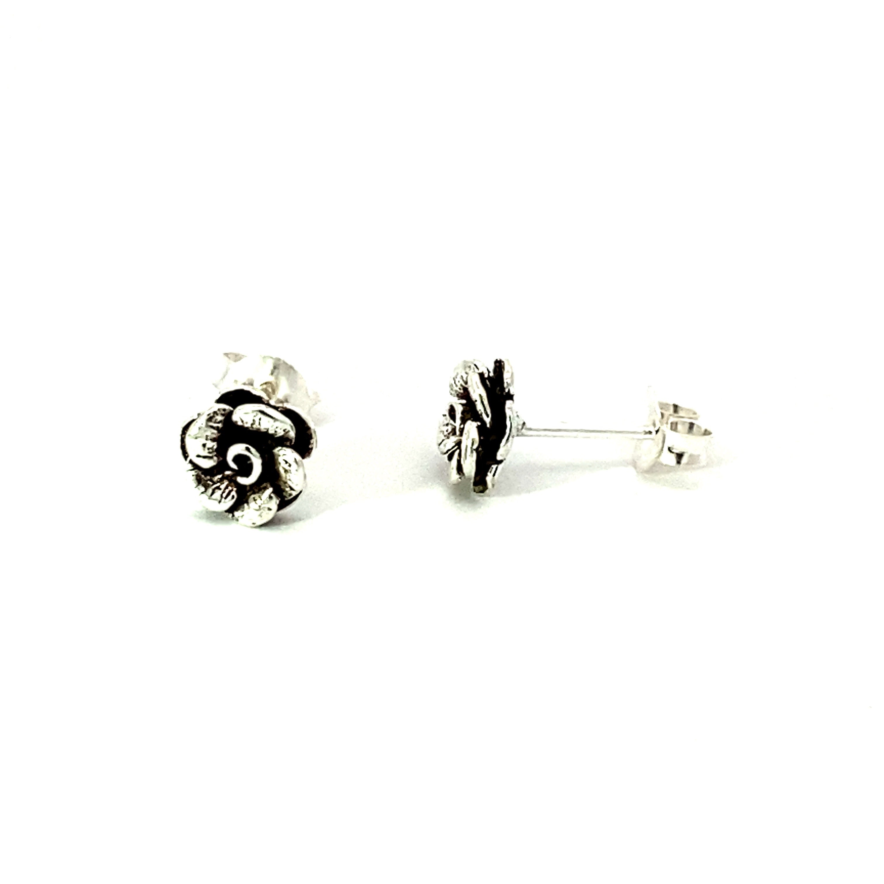 Antique Silver 3D Rose Studs (Earrings)