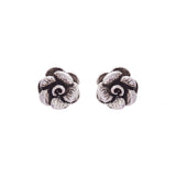 Oxidized Silver 3D Rose Studs (Earrings) Dhanaza