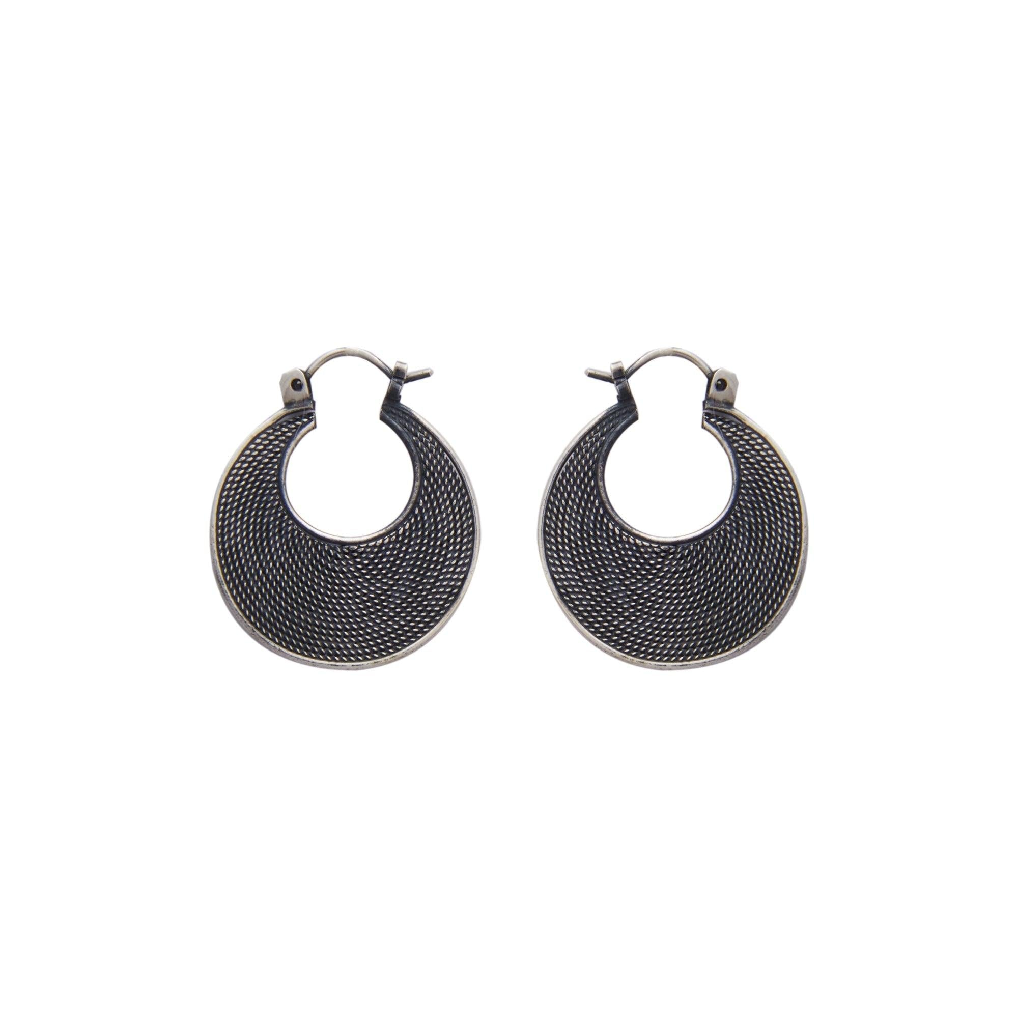 Oxidized Silver Crescent Earrings Dhanaza