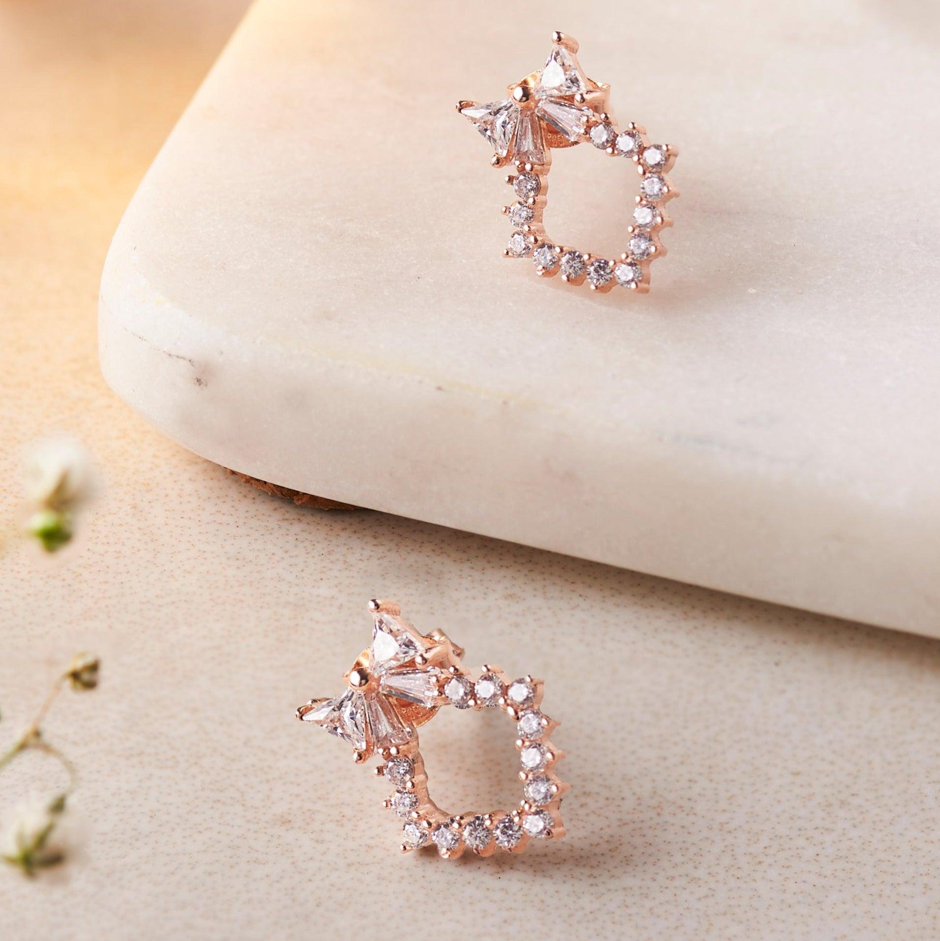 Rose Gold Bow Tie Zircon Studs (Earrings) Dhanaza