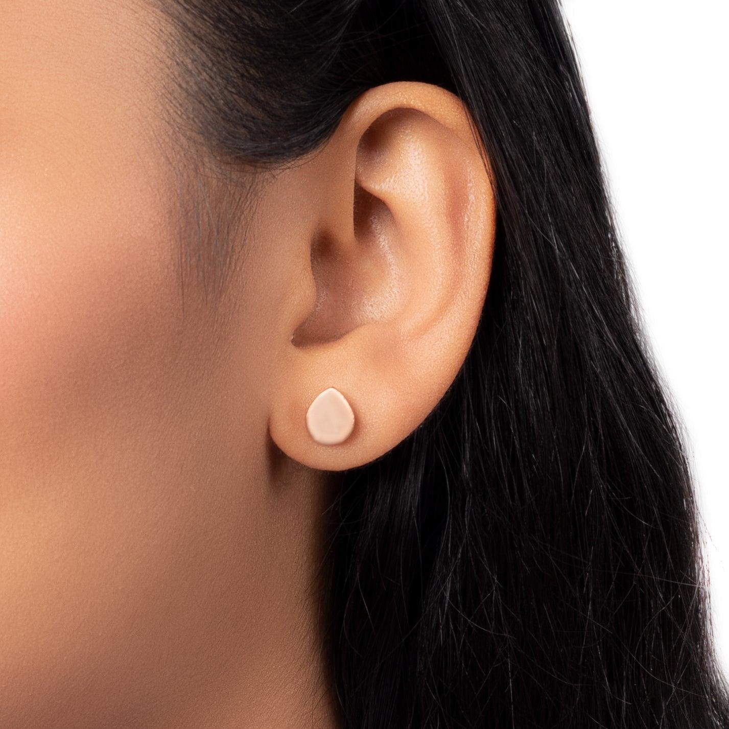 Rose Gold Brushed Leaf Studs (Earrings) Dhanaza