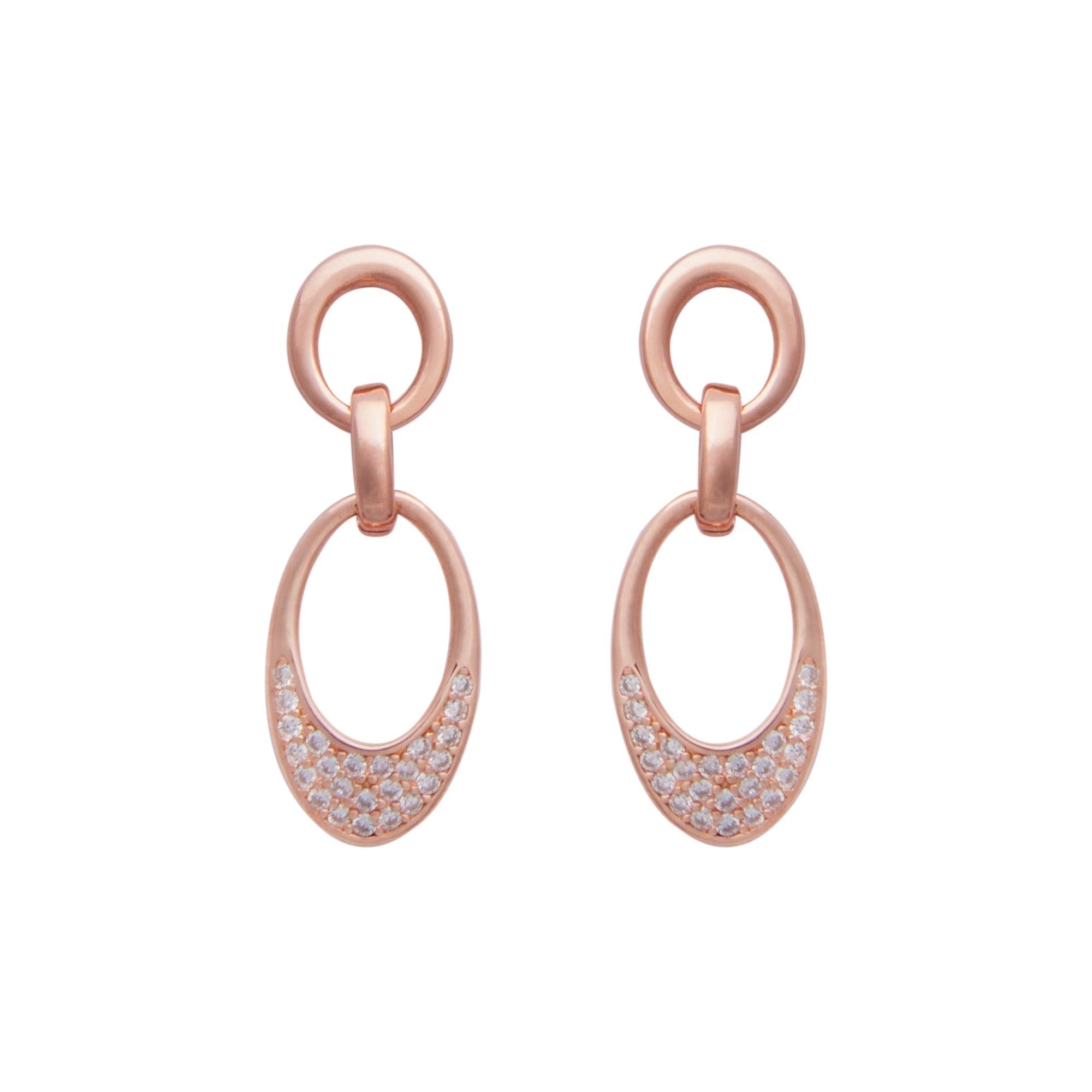 Rose Gold Crescent Zircons Earrings Dhanaza