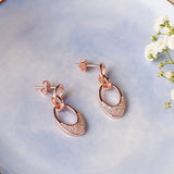Rose Gold Crescent Zircons Earrings Dhanaza