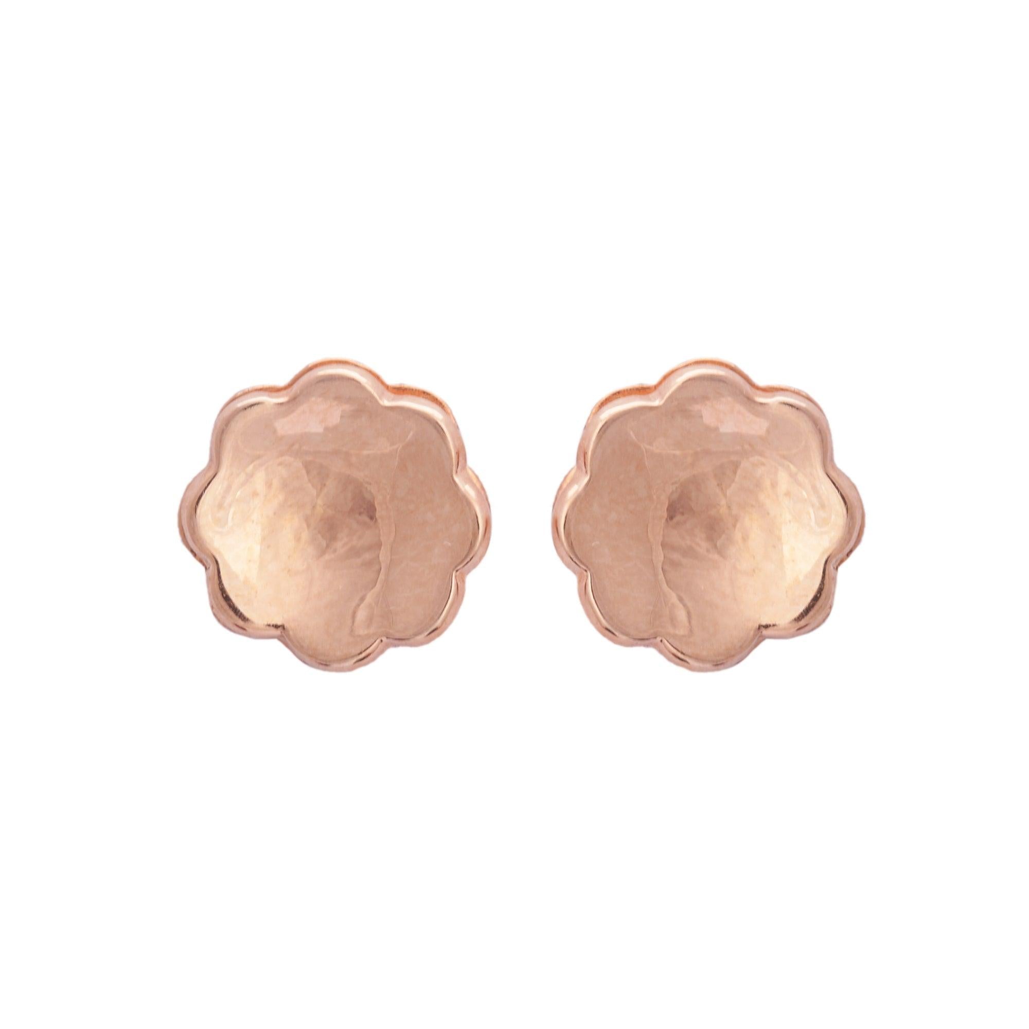 Rose Gold Glossy Flower Studs (Earrings) Dhanaza