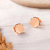 Rose Gold Glossy Flower Studs (Earrings) Dhanaza