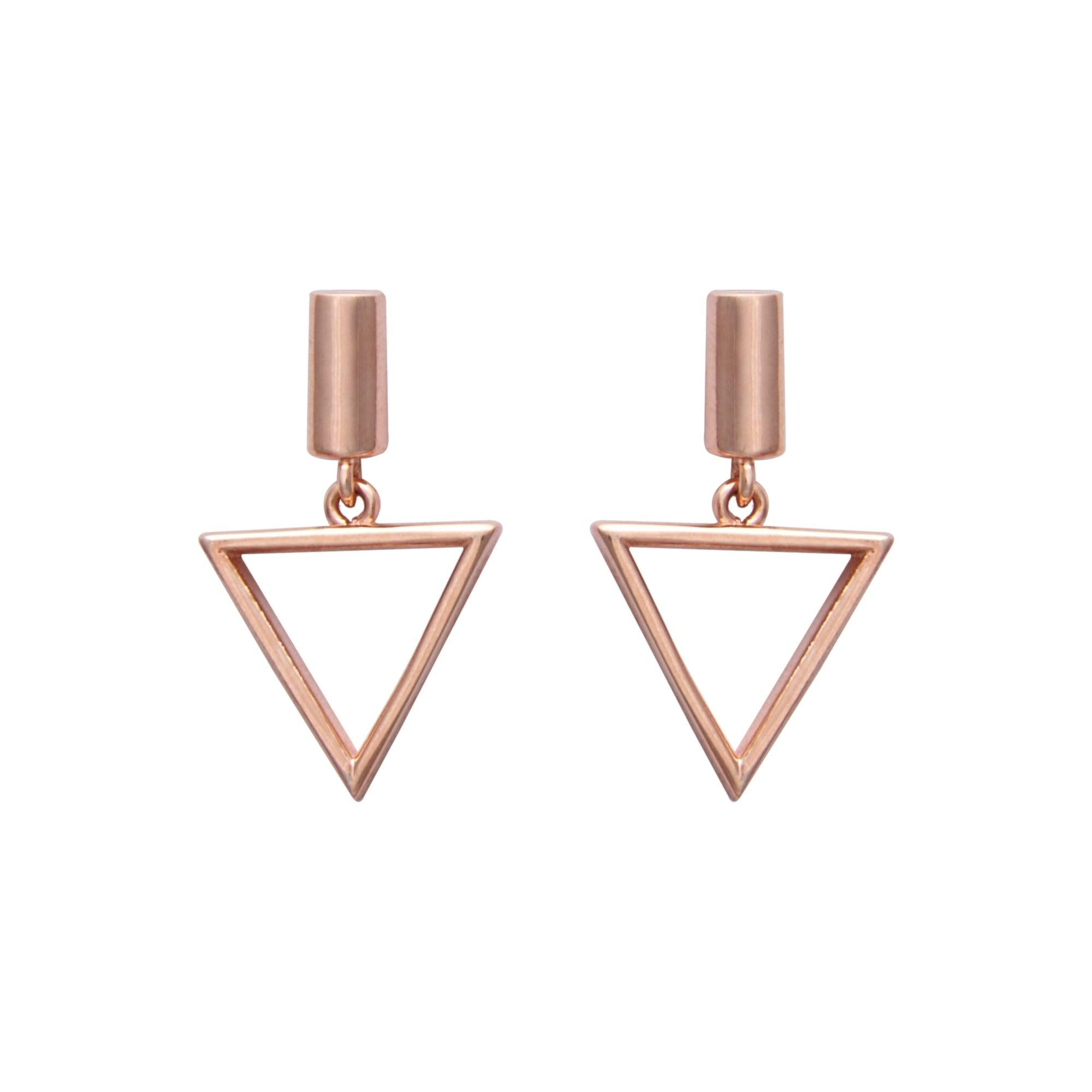 Rose Gold Hanging Triangle Earrings Dhanaza