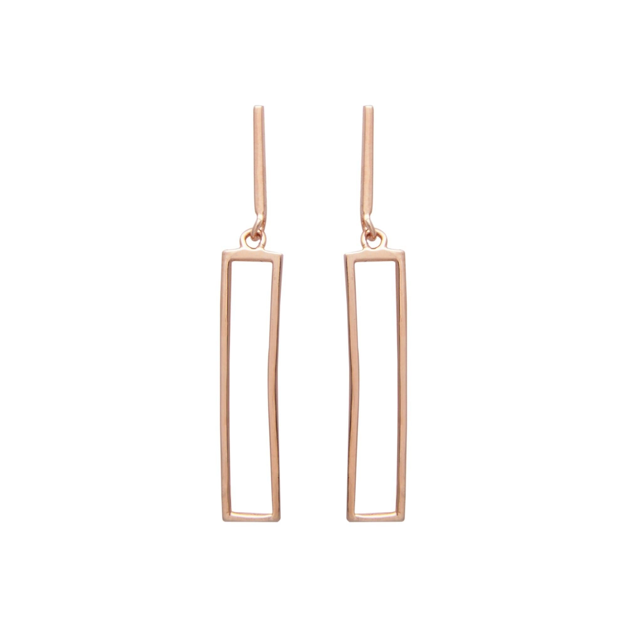 Rose Gold Minimal Lines Earrings Dhanaza