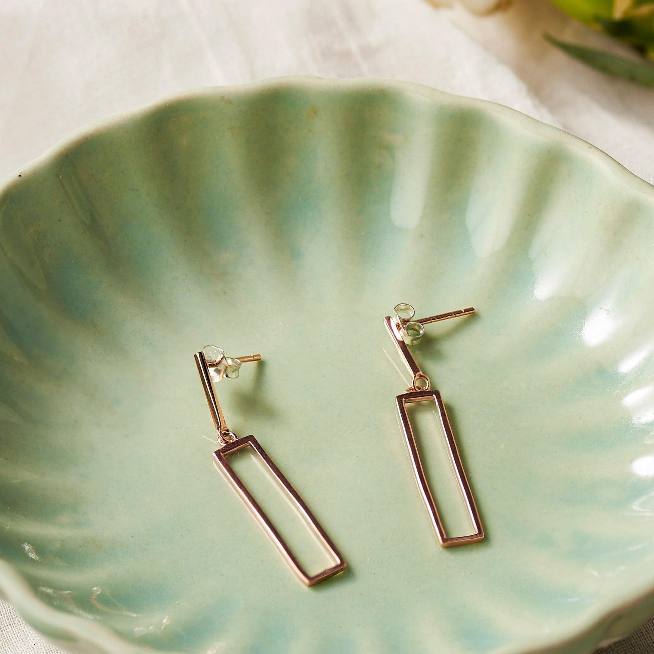 Rose Gold Minimal Lines Earrings Dhanaza