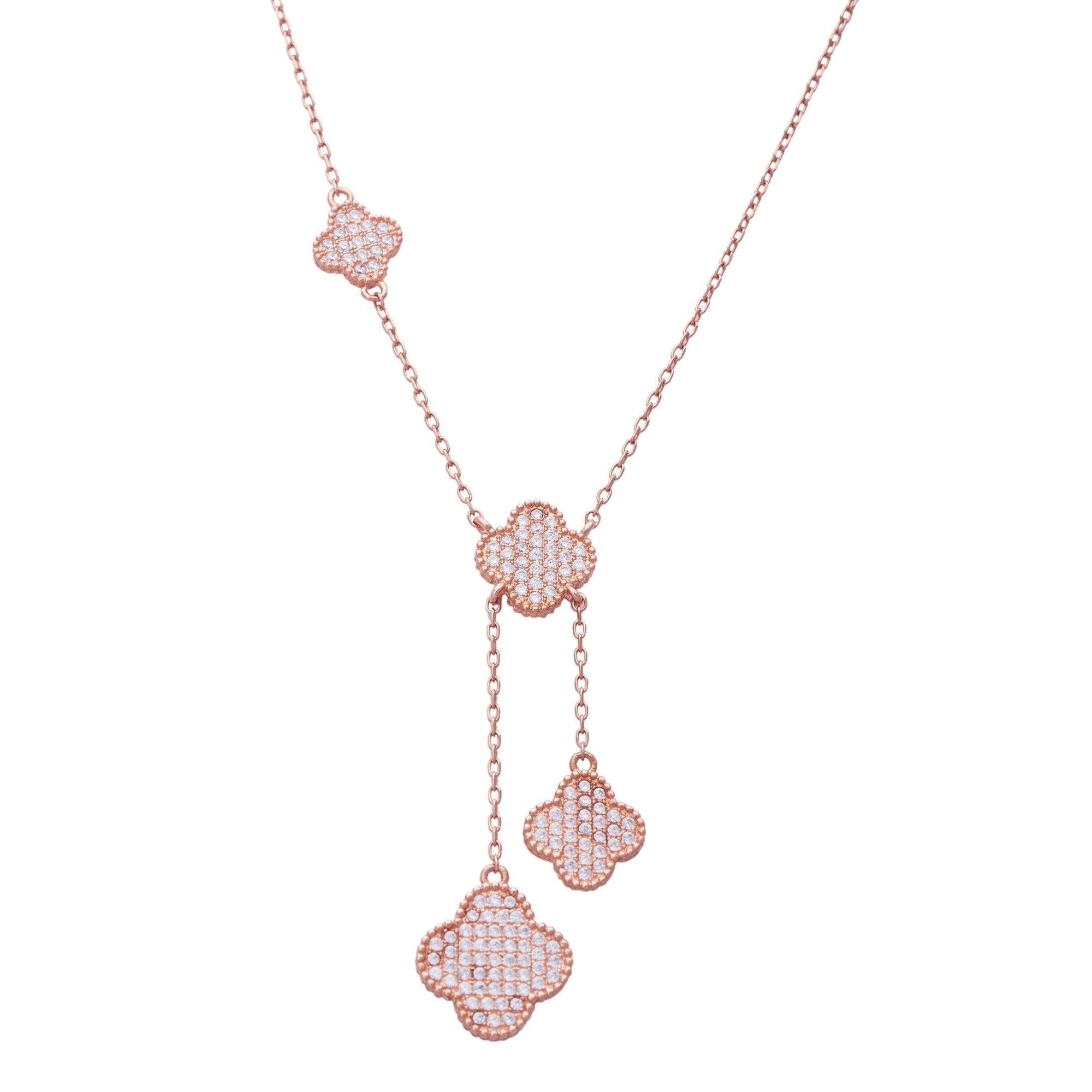 Rose Gold Quatrefoil Danglers Necklace Dhanaza