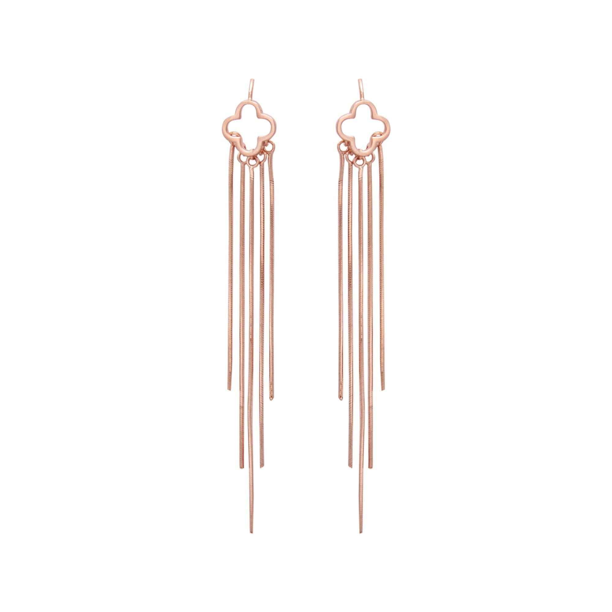 Rose Gold Quatrefoil Strings Earrings Dhanaza