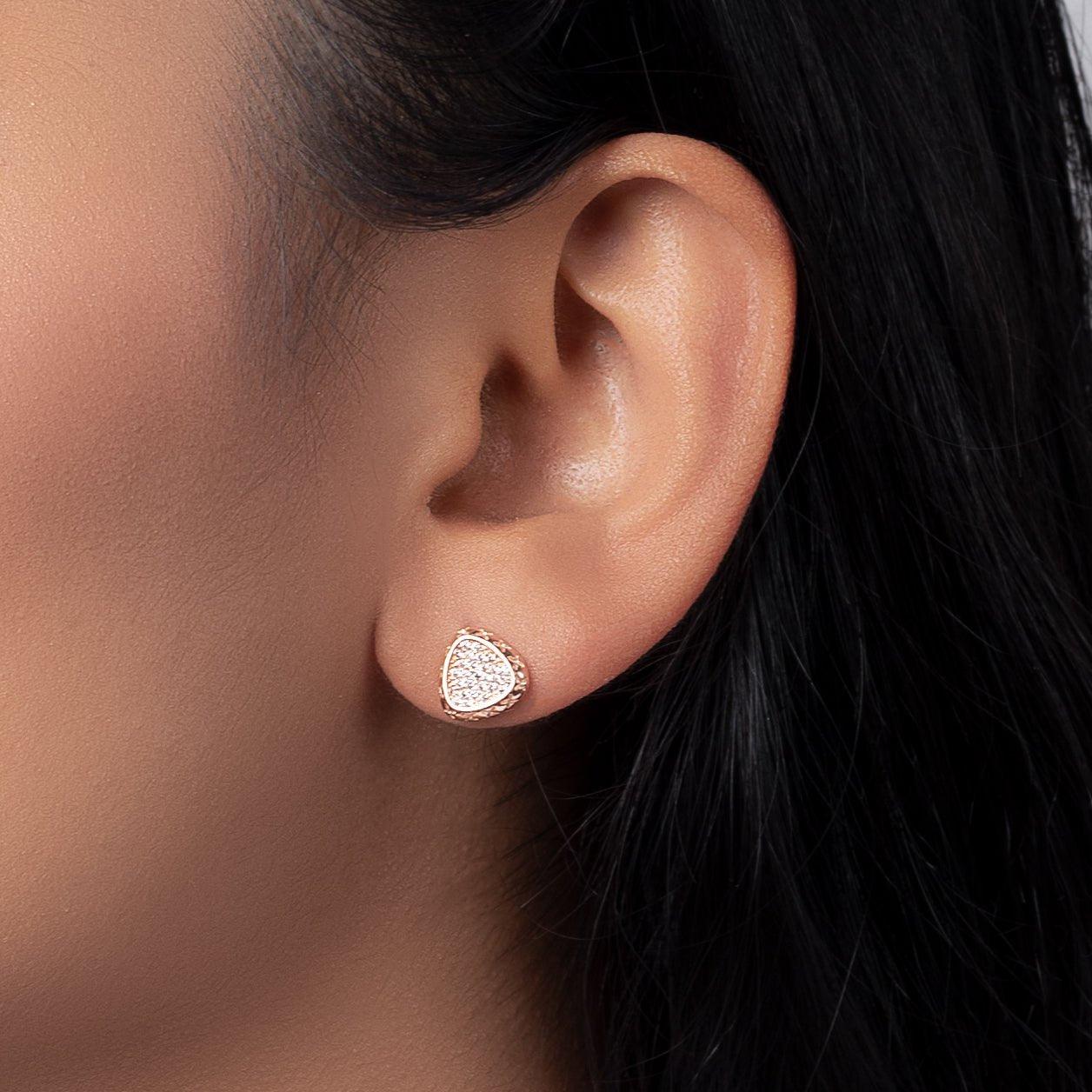 Rose Gold Starry Night Triangle Studs (Earrings) Dhanaza