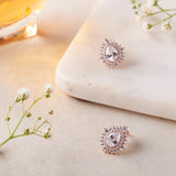 Rose Gold Teardrop Zircon Studs (Earrings) Dhanaza