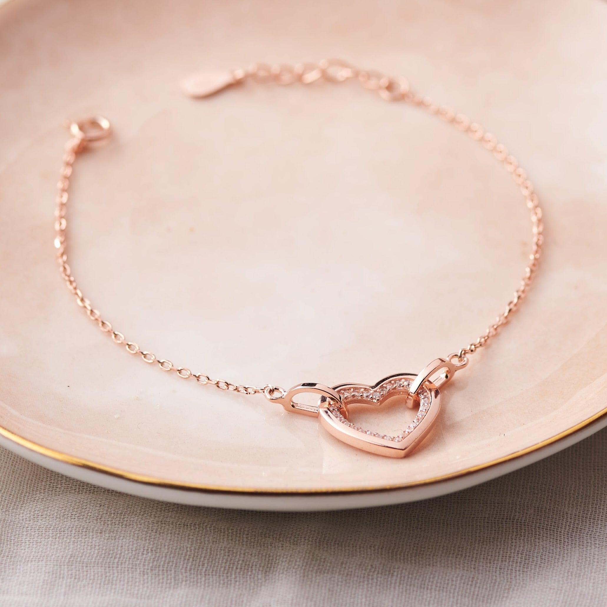 Rose Gold Zircon Heart Bracelet Dhanaza