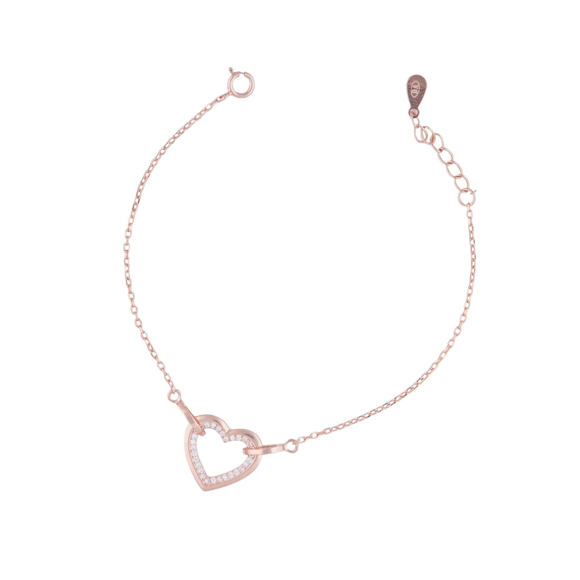 Rose Gold Zircon Heart Bracelet Dhanaza