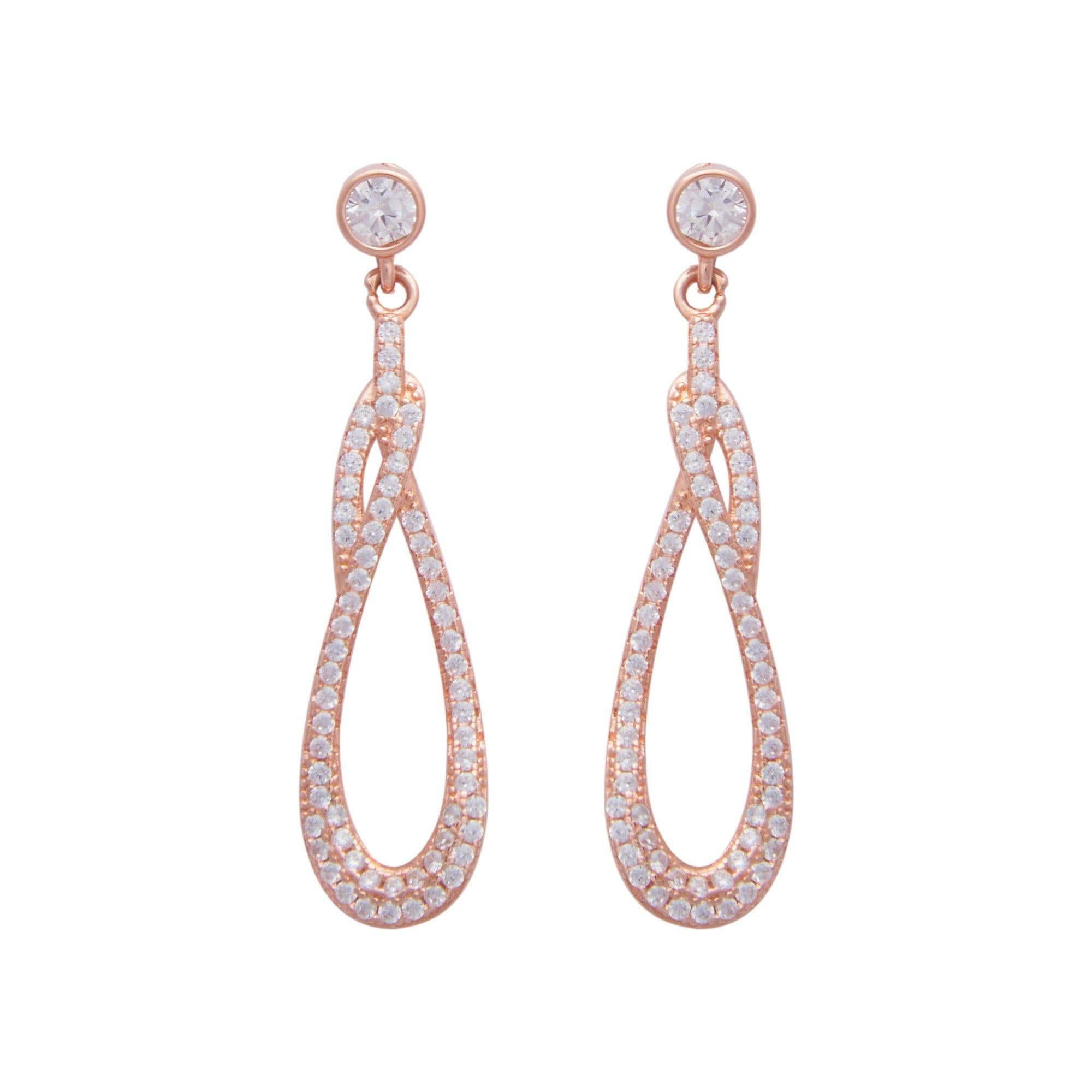 Rose Gold Zircon String Earrings Dhanaza