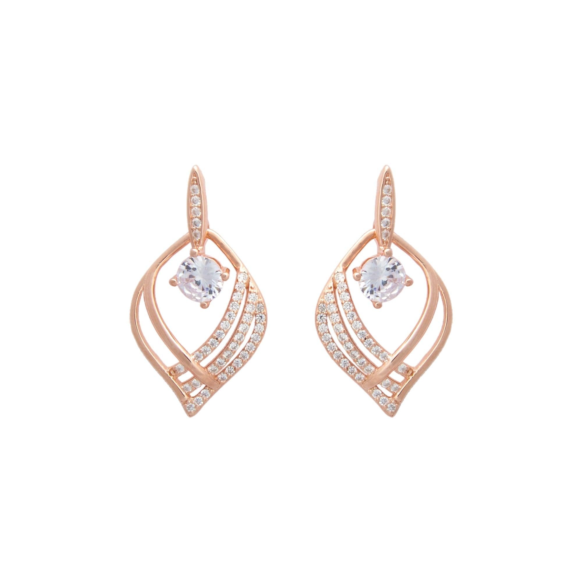 Rose Gold Zircon Waves Earrings Dhanaza