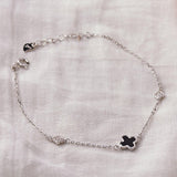 Silver Black Four Clove Bracelet Dhanaza