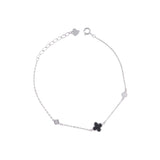 Silver Black Four Clove Bracelet Dhanaza
