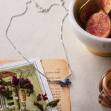 Silver Blue Petals Zircon Necklace Dhanaza