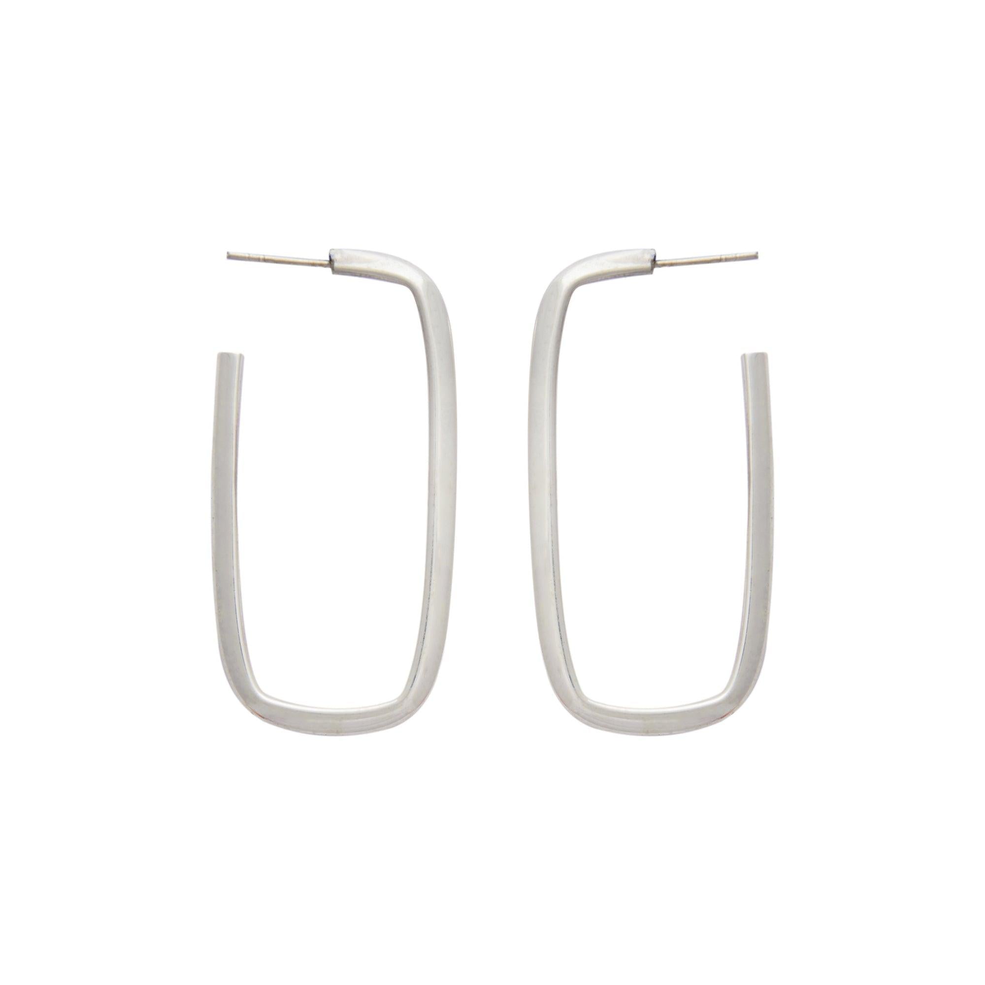 Silver Bold Box Hoops (Earrings) Dhanaza