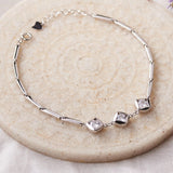 Silver Boxed Zircon Bracelet Dhanaza