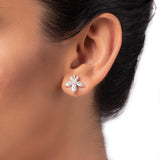 Silver Crystal Leaf Studs Dhanaza
