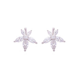Silver Crystal Leaf Studs Dhanaza