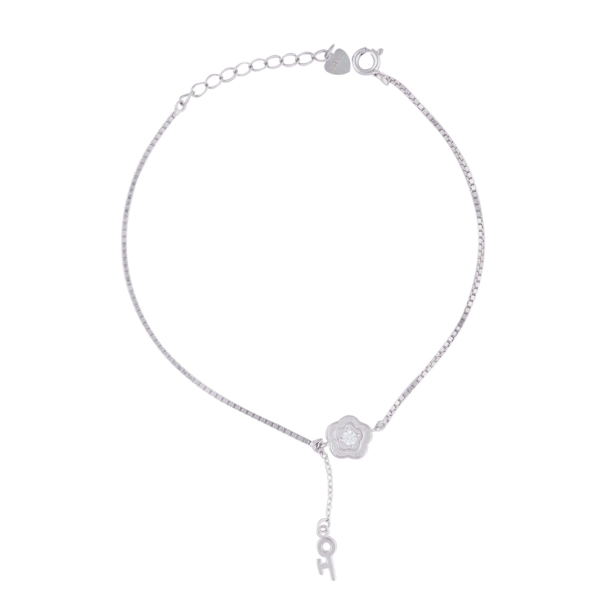 Silver Flower and Key Bracelet Dhanaza