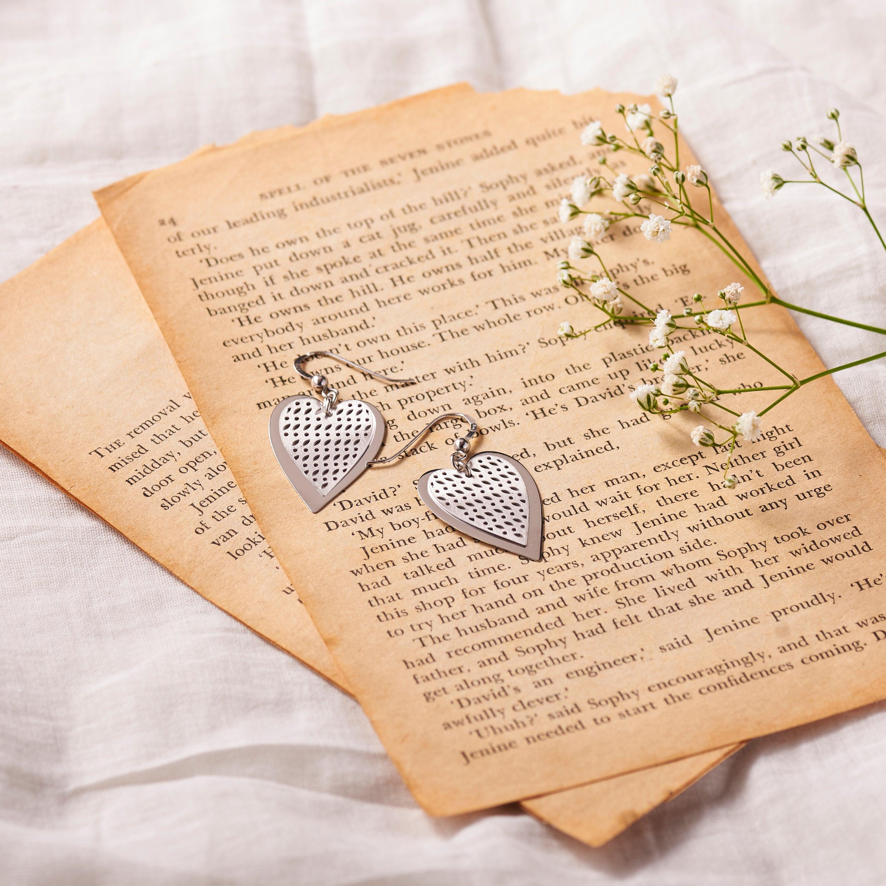 Silver Heart Hook Earrings Dhanaza