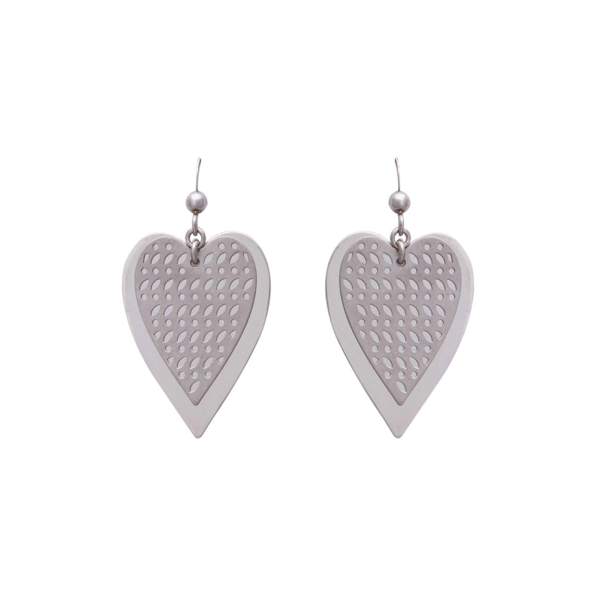 Silver Heart Hook Earrings Dhanaza