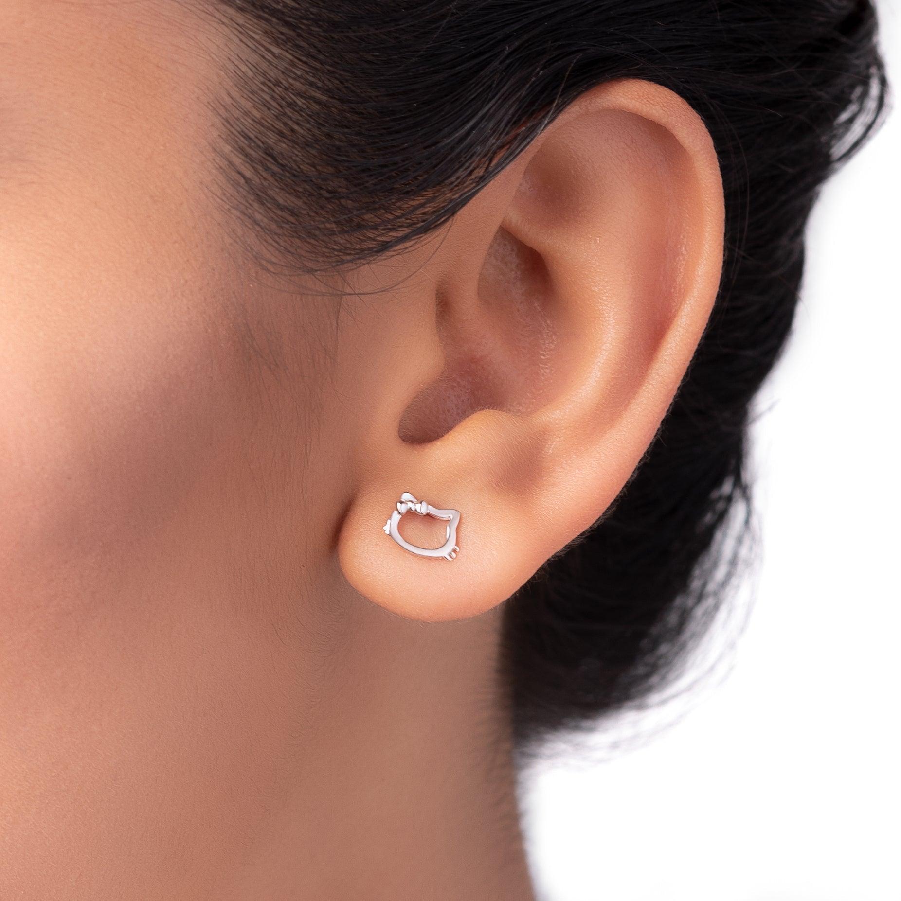 Silver Hello Kitty Studs (Earrings) Dhanaza