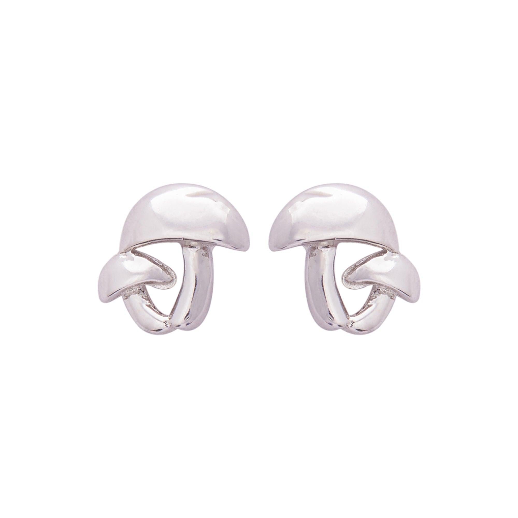 Silver Minimal Mushroom Studs (Earrings) Dhanaza