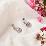 Silver Offset Zircon Rings Earrings Dhanaza