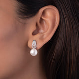 Silver Pearl Zircon Clip Earrings Dhanaza