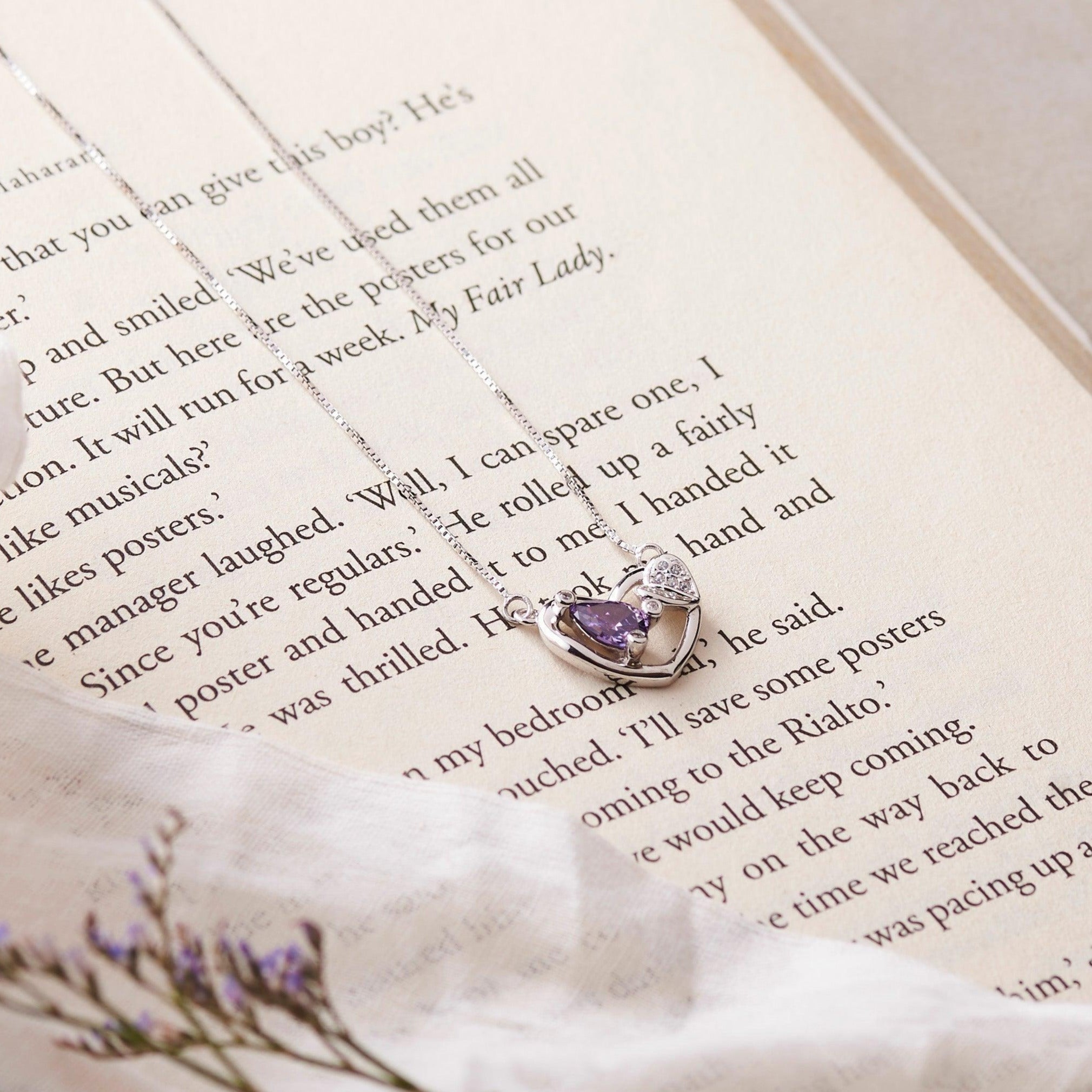 Silver Purple Love Necklace Dhanaza