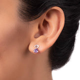 Silver Purple Paw Dangler Studs Dhanaza