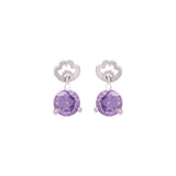 Silver Purple Paw Dangler Studs Dhanaza