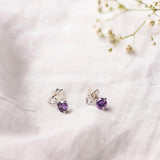 Silver Purple Paw Dangler Studs Dhanaza