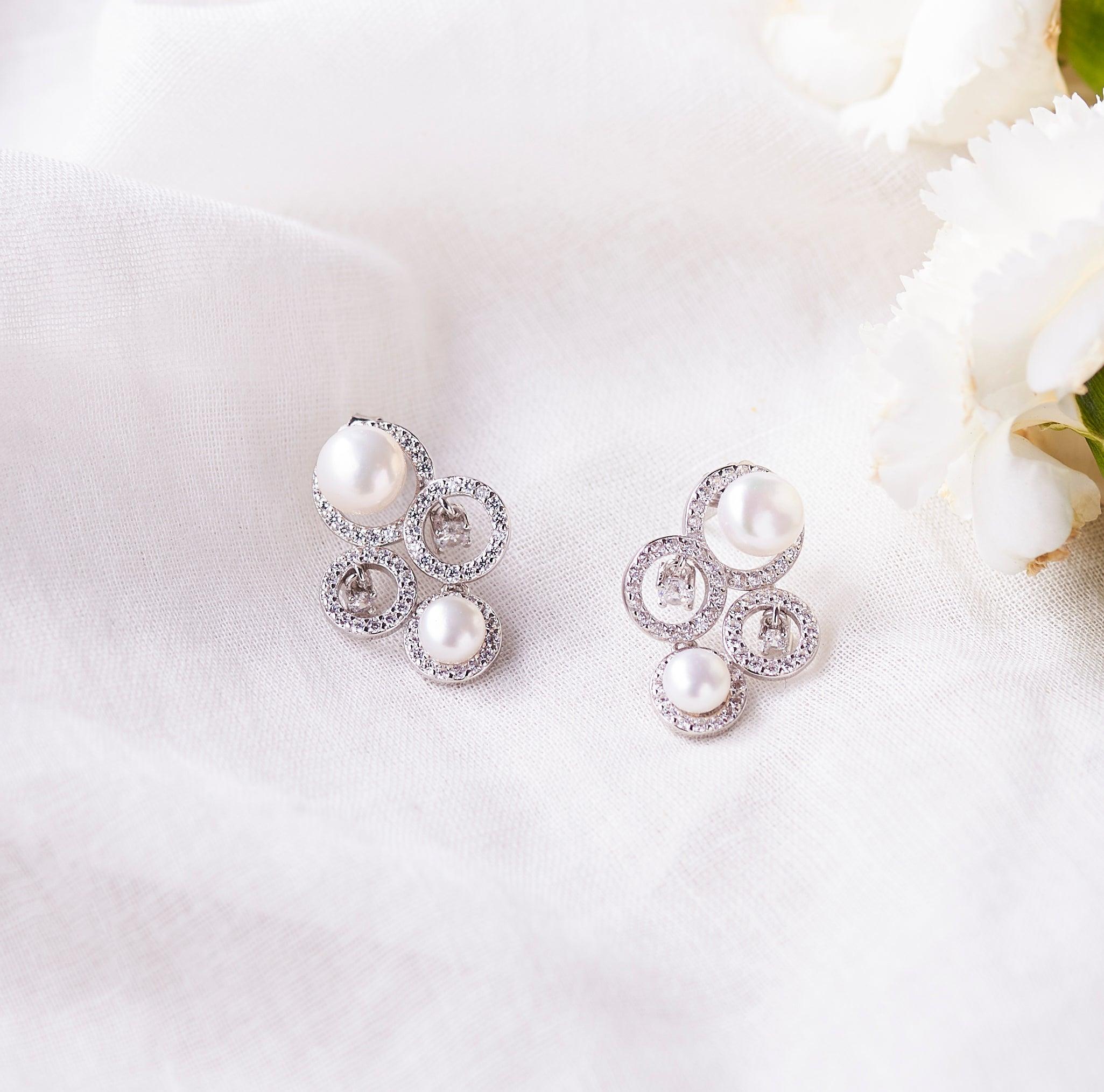 Silver Rings of Zircon Earrings Dhanaza