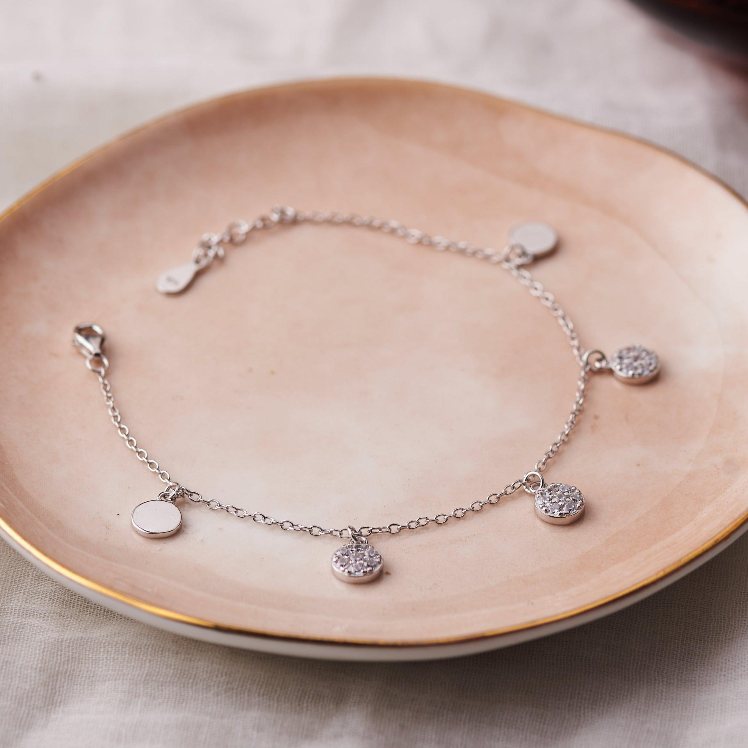 Silver Seven Stone Danglers Bracelet Dhanaza