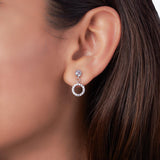 Silver Simple Zircon Circle Earrings Dhanaza