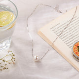 Silver Single Pearl Necklace Dhanaza