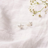 Silver Tiny Whale Fin Studs Dhanaza