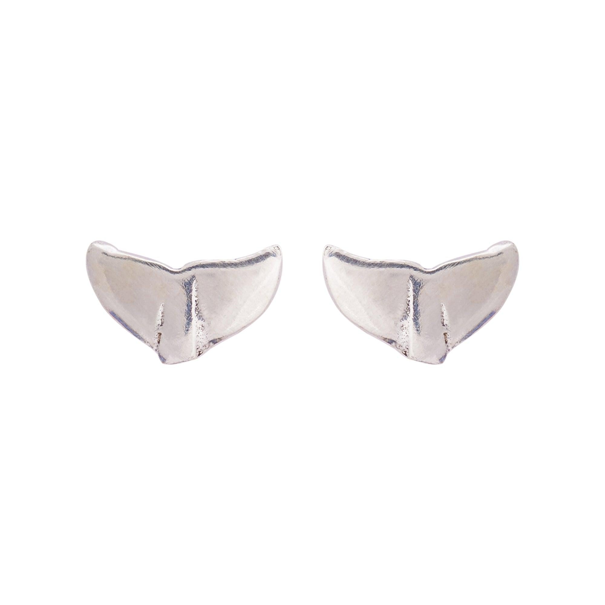 Silver Tiny Whale Fin Studs Dhanaza