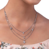 Silver Triple Charm Lines Necklace Dhanaza